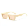 Retro quadratische Sonnenbrille für Damen und Herren, dicker Rahmen UV400 Trend Brille. - Cremeweißer Rahmen / Teebraune Gläser