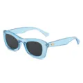 Modische hellblaue ovale Sonnenbrille fuer Damen und Herren mit UV-Schutz retro Brille. - Transparenter Blauer Rahmen Graue Gläser