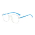 Kinder Blaulichtfilter Brille, süßer transparenter unregelmäßiger Rahmen mit blauen Bügeln. - Transparentes Blau