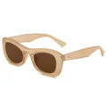 Klobige ovale Sonnenbrille Damen Herren Retro Mode durchsichtige beige Gestelle braune UV Gläser - Gelee Tee