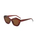Modische unregelmäßige Katzenaugen Sonnenbrille, vintage bernsteinfarbener Rahmen UV400 Schutz. - Braun
