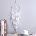 Weißer Traumfänger Detailansicht, handgemachte Wandbehang Dekoration für Schlafzimmer. - 9222C ohne Beleuchtung / 15cm Ring