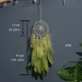 Detailansicht des waldstil Feder-Traumfängers als Hängeanhänger mit 11cm und 41cm. - Ohne Licht Stil (9262) / 11cm / Grün