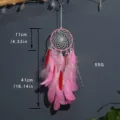 Handgefertigter Feder Traumfaenger Wandbehang Anhaenger, Waldstil Raumdekor Geschenk. - Ohne Licht Stil (9261) / 11cm / Rosa