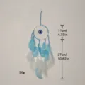 Handgemachter blauer Traumfanger Wandbehang mit Bosen Auge Federn und Perlen 36g - Blau