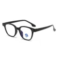 Klassische Vintage-Brille mit schwarzem Rahmen, Blaulichtfilter und stylischen Nieten. - Schwarzer Rahmen Anti-Blaulicht-Gläser