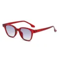 Retrosonnenbrille mit transparentem rotem Rahmen und Farbverlaufgläsern für Streetwear. - Roter Rahmen Verlaufsgraue Gläser