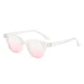 Transparente quadratische Sonnenbrille mit rosa Verlaufsgläsern, stylische Vintage Brille. - Transparenter Rahmen Blush Linse