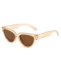 Modische Damen Sonnenbrille im Cateye-Stil, champagnerfarbenes Gestell mit braunen Gläsern. - Hellbrauner Rahmen Braune Gläser