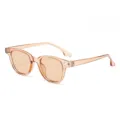 Modische Retro-Sonnenbrille mit quadratischem, halbtransparentem, hellbraunem Gestell. - Tee Rahmen Tee Gläser
