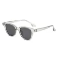 Transparente Retro quadratische Sonnenbrille fuer Damen und Herren Vintage Streetwear Brille - Durchscheinender grauer Rahmen Graues Glas