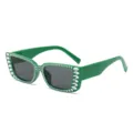 Grüne Strass-Katzenaugen-Sonnenbrille, schicke Retro-Party-Brille mit dunklen Gläsern. - Grüner Rahmen Graue Linsen