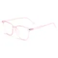 Pink square blue light blocking glasses, lightweight stylish clear frame for daily wear. - Matte Pink