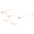 Occhiali quadrati rosa leggeri anti luce blu, montatura trasparente casual chic. - Tè Opaco