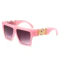Roze Oversized Vierkante Zonnebril Luxe Designer Mode Bril voor Dames en Heren - Jelly Roze Montuur Verloop Grijs Lenzen