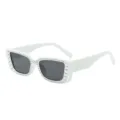 Weiße Sonnenbrille mit Strass, stylische Cat-Eye UV-Schutz Vintage Party Sonnenbrille. - Weißer Rahmen Dunkelgraue Gläser