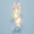 Attrape-rêves chat fait main avec lumières LED et plumes colorées pour décoration murale chambre - Tête de Chat / Avec Lumière / Rose