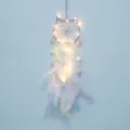 Attrape-reve fait main en forme de chat avec LED, decoration murale en plume pour chambre. - Tête de Chat / Avec Lumière / Violet