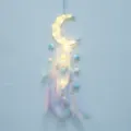Attrape-rêves lune bleu suspension avec lumières LED et plumes pour décoration de chambre variante - Lune / Avec Lumière / Bleu