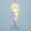 Attrape-reve etoile mural avec lumieres LED et plumes roses pour decoration de chambre. - Étoile / Avec Lumière / Rose