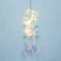 Attrape-reves etoile suspendu avec lumieres LED et plumes colorees pour deco chambre enfant - Étoile / Avec Lumière / Vert