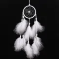 Acchiappasogni bianco fatto a mano con piume per decorazione da parete e interni auto o camera. - Senza luci / Bianco