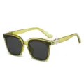 Oversized square sunglasses for men and women, stylish UV protection shades with clear frame. - Transparent Green Frame Grey Lens