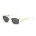 Transparente Jelly-Sonnenbrille mit dunklen Gläsern und stilvollen goldenen Bügeldetails für Damen. - Transparenter Rahmen Schwarzgraue Linsen
