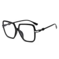 Gafas cuadradas oversize luz azul negras estilo de diseñador montura de óptica moda - Marco negro brillante