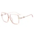 Gafas anti luz azul de montura cuadrada grande rosa transparente para estilo urbano chic. - Té Transparente
