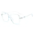 Gafas cuadradas de bloqueo de luz azul mujer hombre tendencia transparente gran montura - Azul Transparente