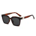 Tortoiseshell Square Sunglasses Stylish Large Frame UV Protection Trendy Sun Glasses SKU - Tortoiseshell Frame Tea Lens