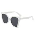White oversized cat eye sunglasses in white frame, stylish fashion beach eyewear for women. - White Frame Gray Lens