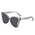 Fashion oversized cat-eye sunglasses for women, grey transparent frame with dark lenses. - Transparent Grey Frame Grey Lens