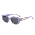 Trendige lilafarbene Gelee Sonnenbrille mit unregelmäßigem kleinen quadratischen Rahmen UV-Schutz. - Gelee Lila Rahmen Schwarzgraue Gläser