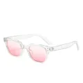 Occhiali da sole quadrati trasparenti con lenti sfumate rosa e dettagli in metallo. - Montatura Trasparente Lente Blush
