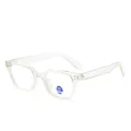 Occhiali quadrati trasparenti montatura chiara stile casual moda per uso quotidiano - Montatura Trasparente Lente Anti Luce Blu
