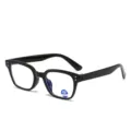 Moderni occhiali quadrati neri classici con rivetti, eleganti occhiali anti luce blu. - Montatura Nera Lente Anti-Luce Blu