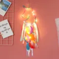 Colorful unicorn led dream catcher handmade feather wall hanging cute room decor item - MS0173 with Light