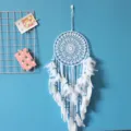 Acchiappasogni bianco bohemien pizzo piuma decorazione murale matrimonio casa ornamento - 20x80cm / Piuma Pizzo / 25cm / Bianco Pizzo