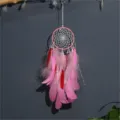 Waldstil handgemachter Feder Traumfänger Wandbehang Handwerk Anhänger Heimdekoration. - Mit Licht Stil (9261CD) / 11cm / Rosa