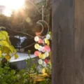 Primo piano dettagliato di un campanello a vento in conchiglie con luce solare da sogno. - Multicolore Finito