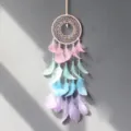 Acchiappasogni artigianale da parete con piume sfumate per decorazione camera da letto SKU - Yilan Yameng senza Luce (9007) / 13cm / Rosa
