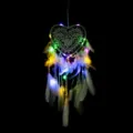 Attrape-reve coeur LED fait main suspension murale decoration mariage style nordique - Lumière Couleur Blanche (MS0077) / Blanc