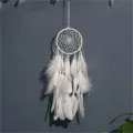 Atrapasueños artesanal de plumas blancas colgante para decoración de pared y regalo. - 13cm Sin Luz / Blanco