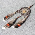 Acchiappasogni con piume per auto decorazione d'interni boho con perline di legno - MS0193 Stile