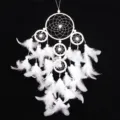 Acchiappasogni bianco a 5 anelli decorazione da parete per casa, camera e matrimonio. - 1046 Bianco senza luci / Bianco