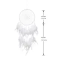 White feather dream catcher wall hanging decor with beads, handmade boho room decoration. - 9154A / White
