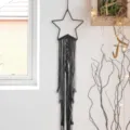 Dark grey macrame star wall hanging minimalist bohemian home decor for bedroom living room - 7680B (Star Style)
