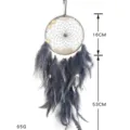 Grauer Feder Traumfänger Hängedekoration mit LED Lichtern, schöne Wanddeko Geschenk. - 16cm Ohne Licht / Graublau